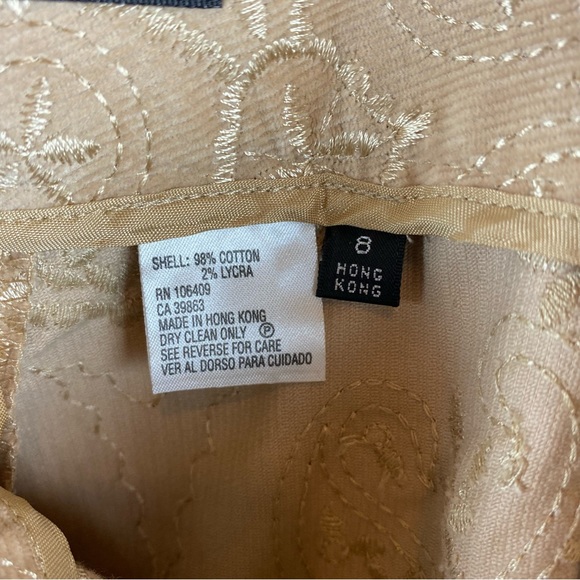 Antonio Melani Maxine Town Country Pants Tan Corduroy Embroidered Floral NWT - Picture 13 of 13